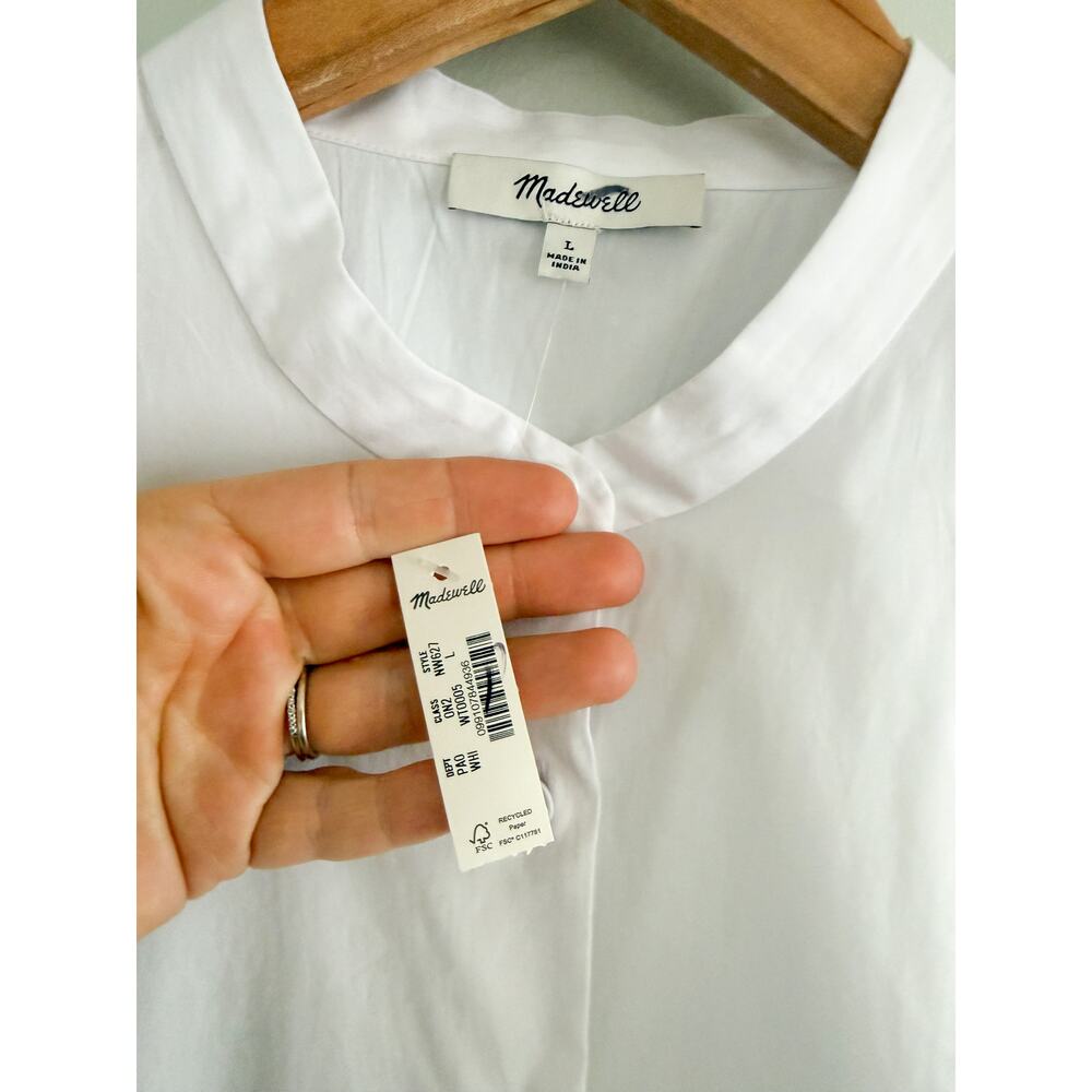 Madewell | NWT Puff-Sleeve Button-Up Shirt White | Sz L - Picture 6 of 11